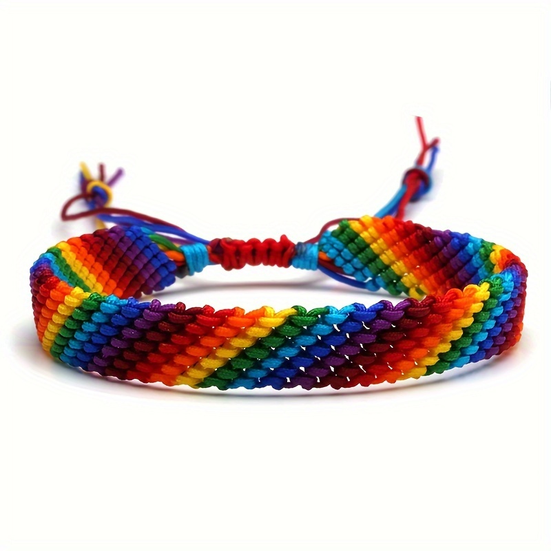 

-chic Rainbow Stitch Bracelet - Adjustable, Nylon Rope For All - & Parties