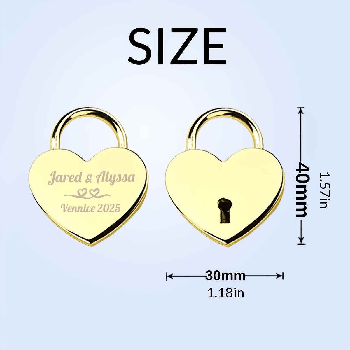 Customizable Heart Lock with Personalized Name and Blessing