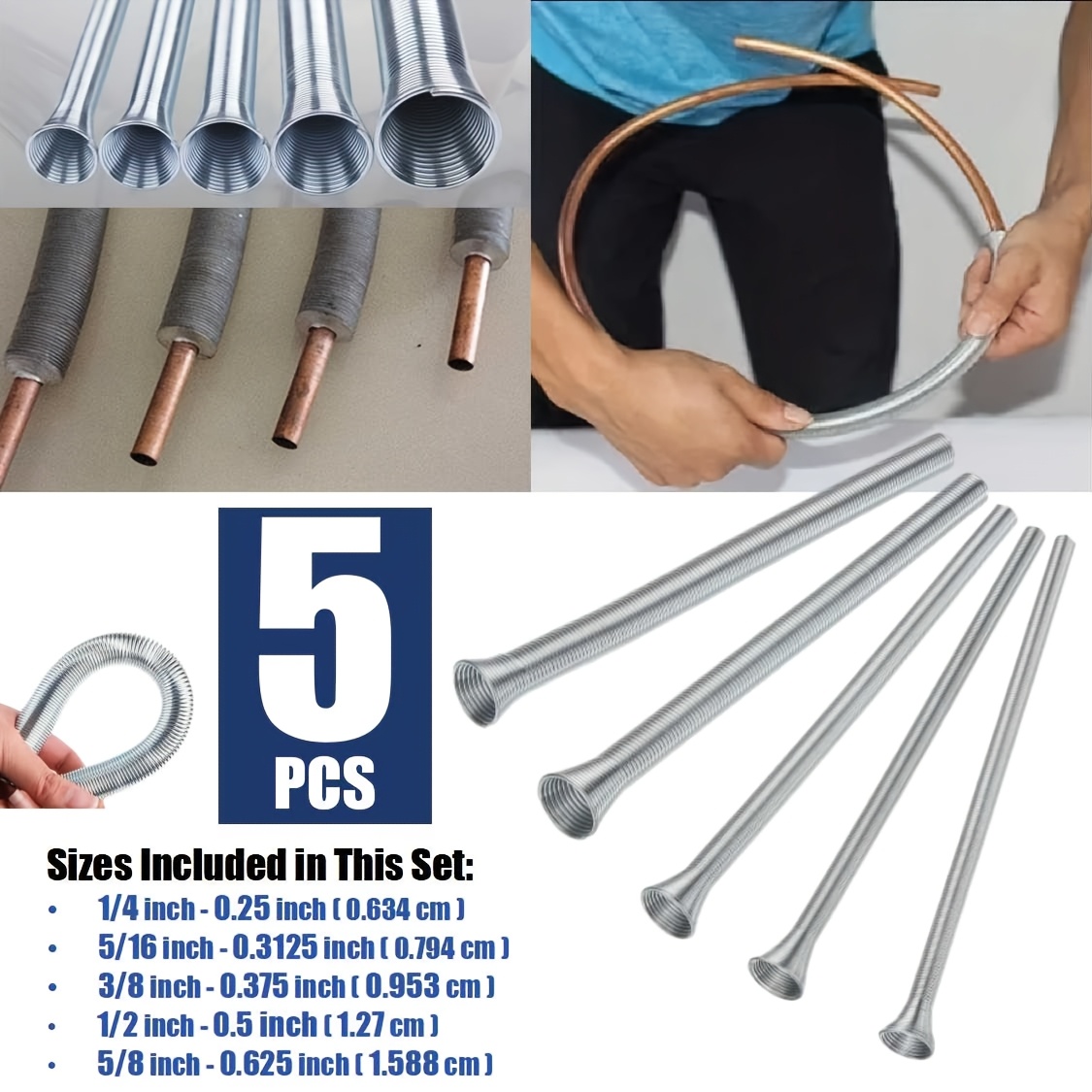 TEMU -pack Spring Tubing Set, Copper Aluminum Pipes . Manual Tube Pipe Roller Bender Hand Tools. Home Diy Plumbing Tool For Metal Copper Pipe Shaping