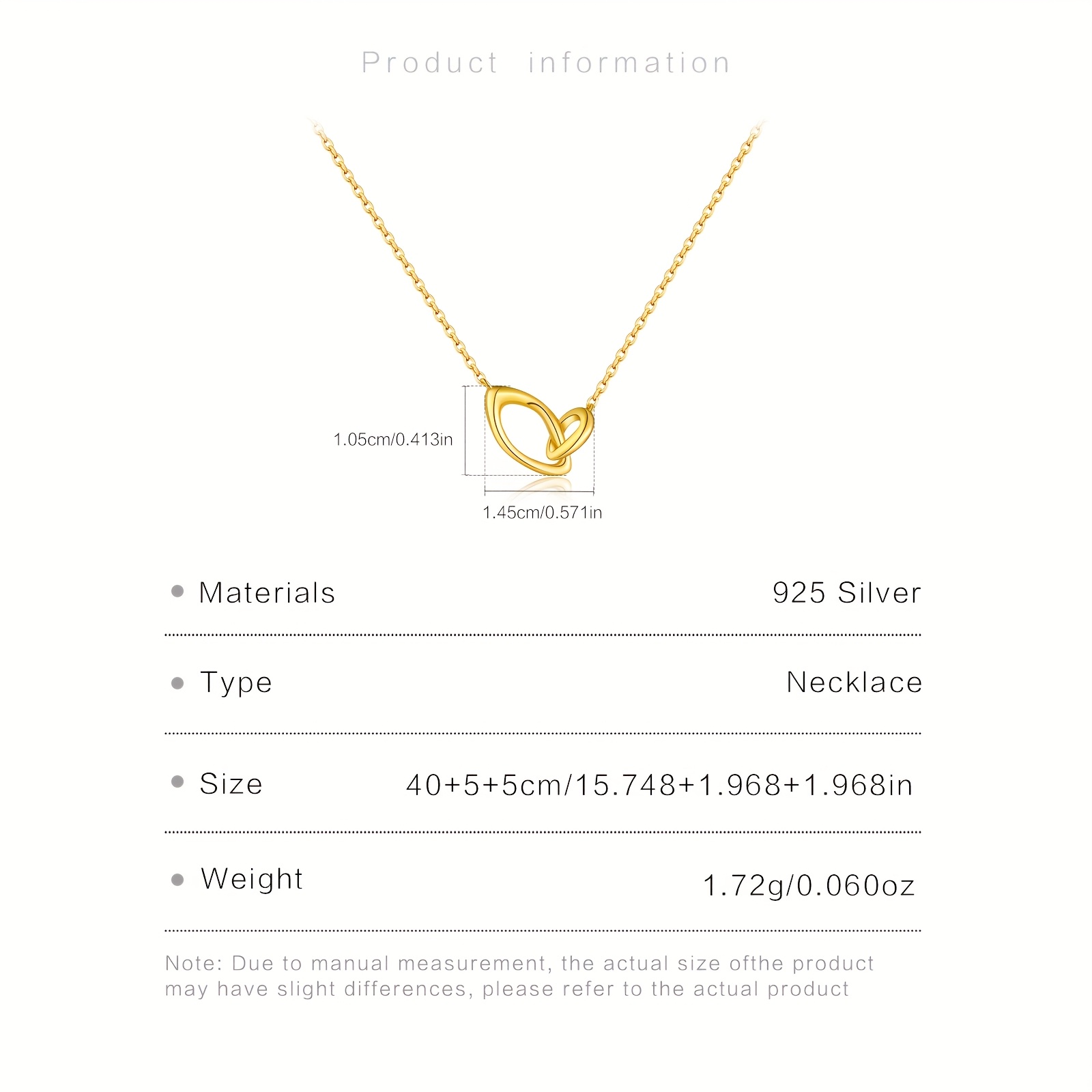 925 Sterling Silver & 18K Gold Plated Interlocking Loop Necklace