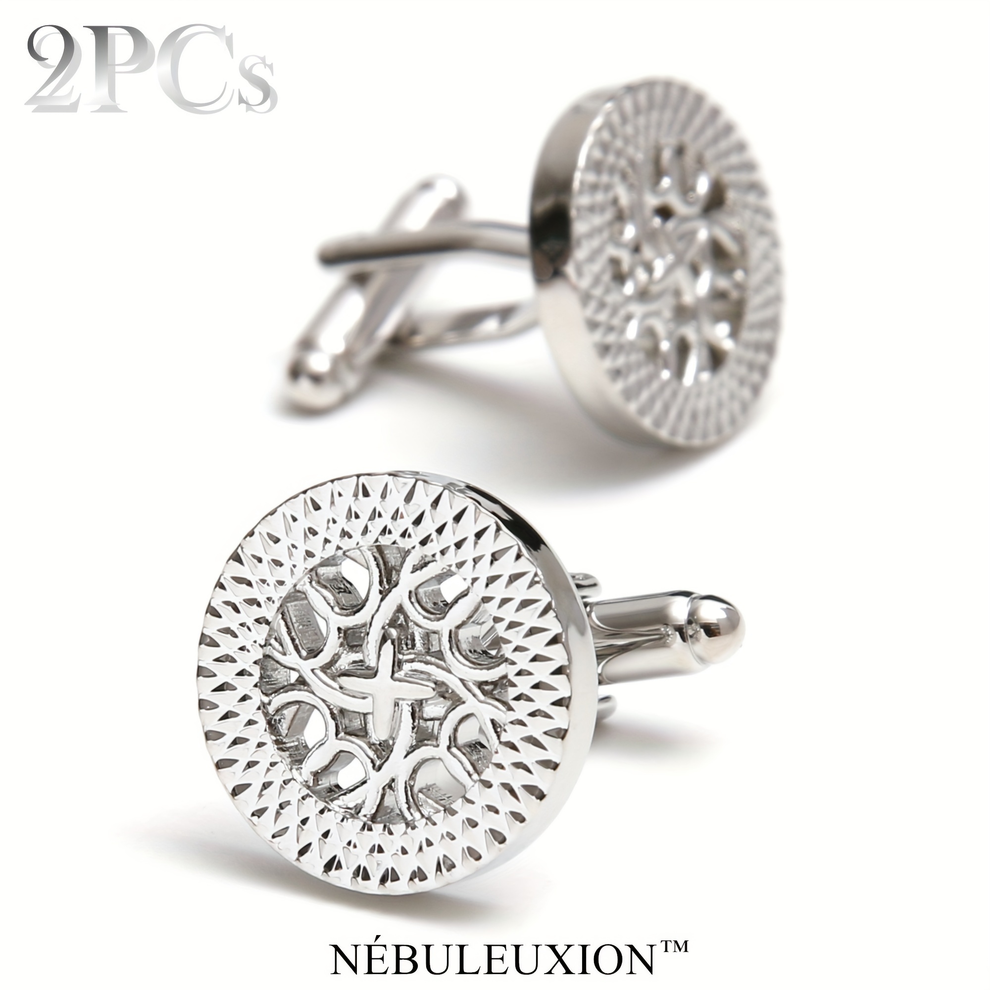 2pcs Creative Hollowed Out Art Carved Design Cufflinks