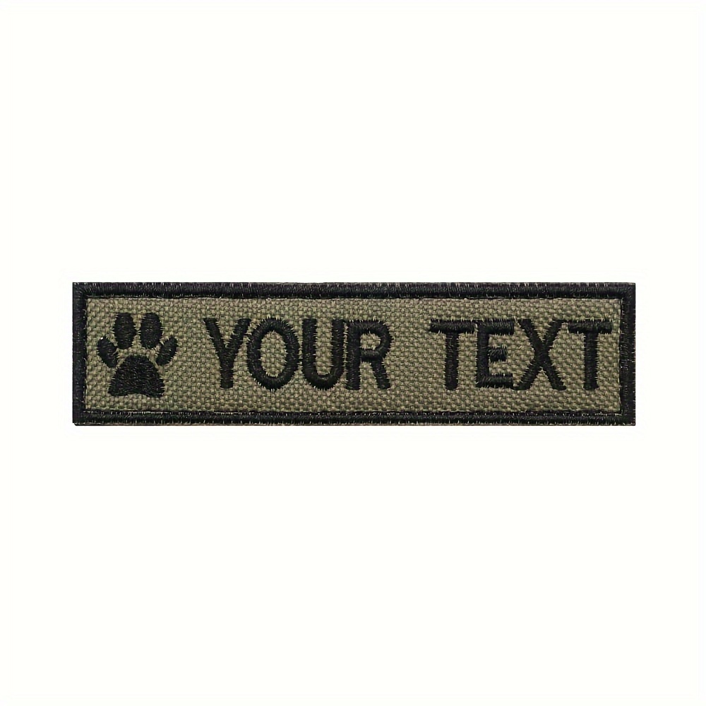 

Custom Embroidered Name Patch With Dog Paw Design, Army Green Tactical Badge For Backpacks And Clothing - Includes Hook & Loop