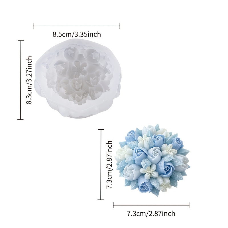 E-shop [Harzgussformen] Multi-Blumen Silikonform für Harz und Seife - 3D Spray Rosen Design, Qualitätsform für Schmuck, Kerzen, Ton, Bastelarbeiten,
