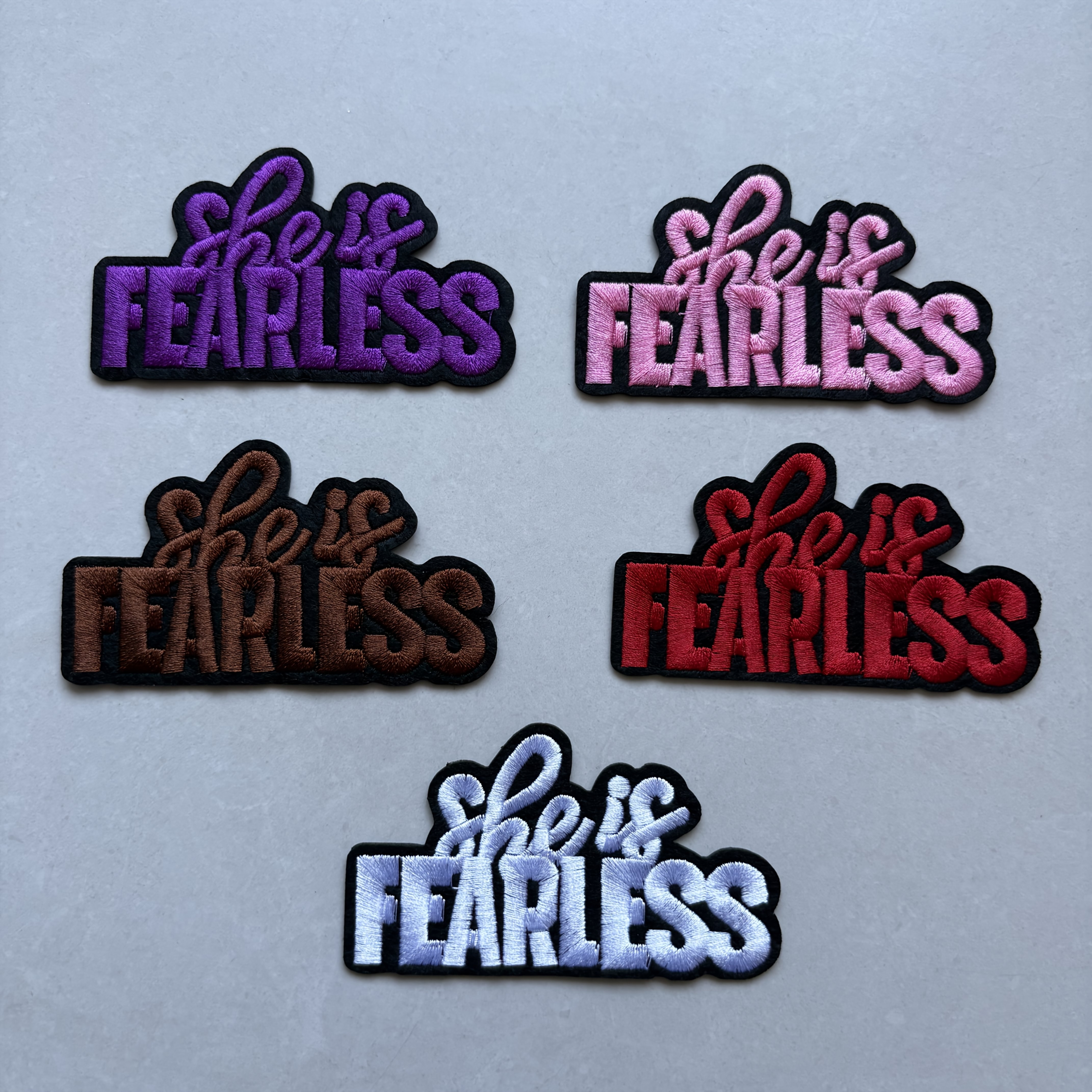 TEMU 5pcs New High-quality Letter Embroidery Cloth Patches Iron-on Fearless Fearless Women's Novelty Accessory Women's Novelty Patch