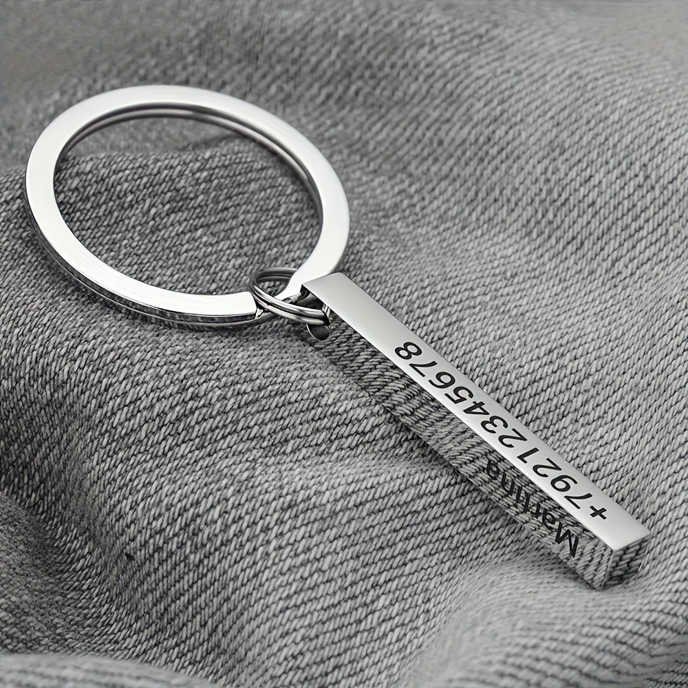 Customizable Stainless Steel Keychain with 4 Sided Engraving