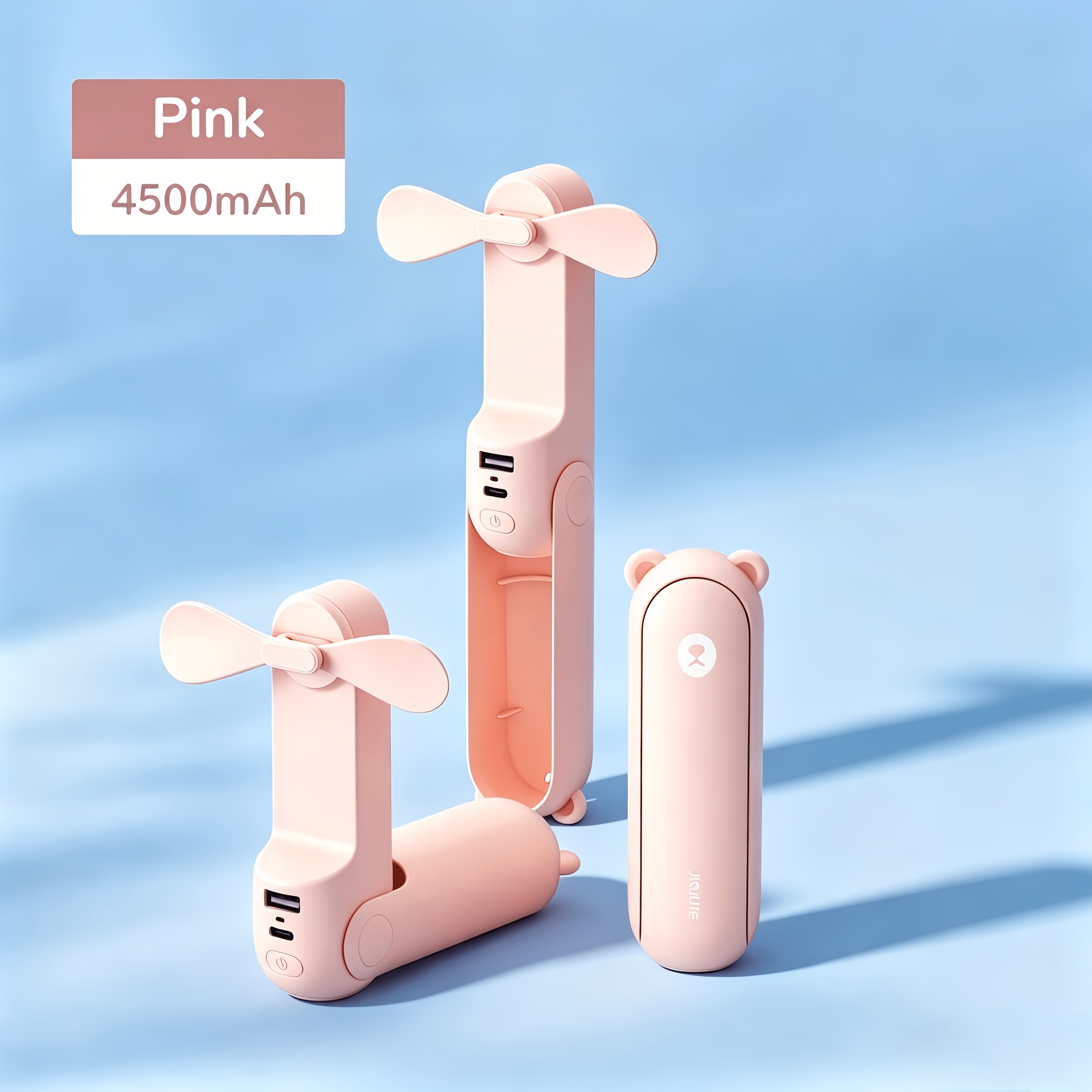 TEMU Jisulife Handheld Fan: Mini Foldable Fan With Up To Of , Featuring A 4500mah Power Bank And Flashlight Function; Usb Rechargeable, Portable