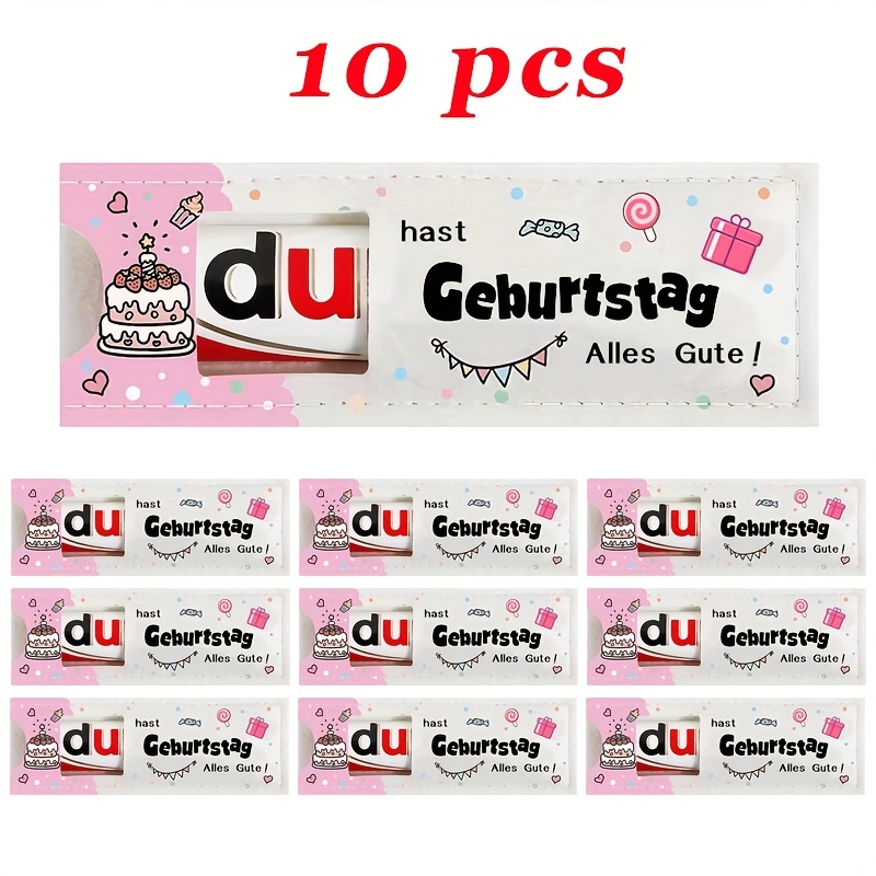 Image of Gift For Her/him 5/10pcs Set Of Felt Gift Boxes, Printed With The German " Geburtstag Alles Gute!" For Party Gift Wrapping, Chocolate Gift Boxes, Suitable For Birthday Gifts For Family, Colleagues