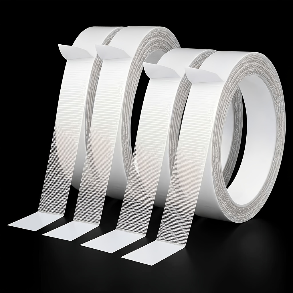 Image of 4-roll No-drill No-sew Hem Shortening Concealing Tape, High- Durable Mesh Cloth-based Double-sided Tape, Suitable For Jeans, Dress Pants, Skirts, Etc.