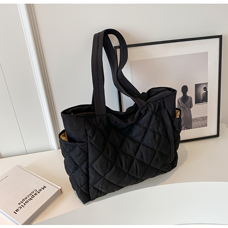 Damen Umhängetasche Gepuffert – Gesteppte Tragetasche, Nylon, 44x30 Cm