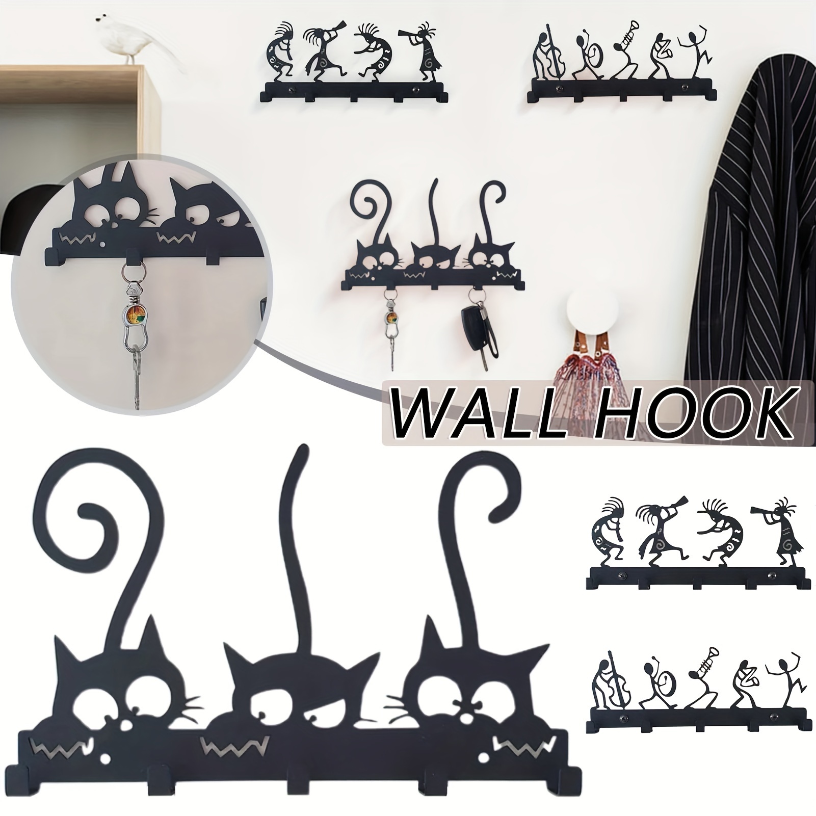 1pc Key Holder For Wall Mount, Craft Metal Dog Decorative, Metal Hook Rack  For Front Door, Bedroom, House, Car, Vehicle Keys, Vintage Decor Wall Decor