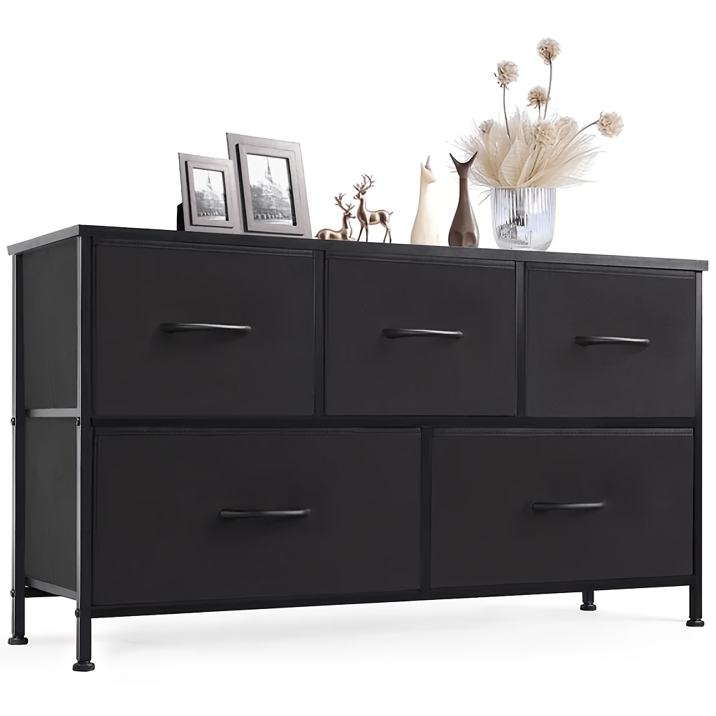 TEMU 5 Drawer Dresser With Office Chest File Cabinets, Fabric Storage Tower Organizer, Tall Chest Of Drawers With , Office Chest File Cabinets