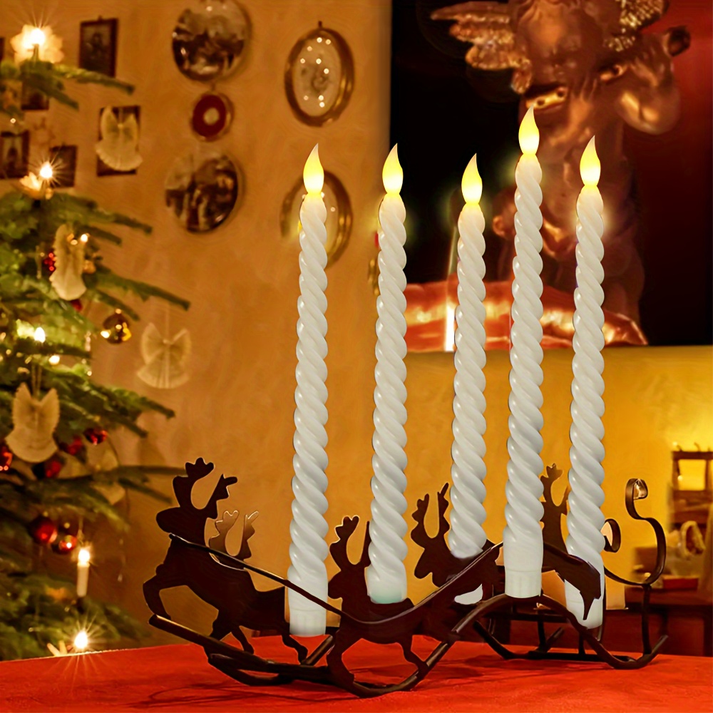 6pcs White LED Spiral Long Pole Electronic Flameless Candle Lights