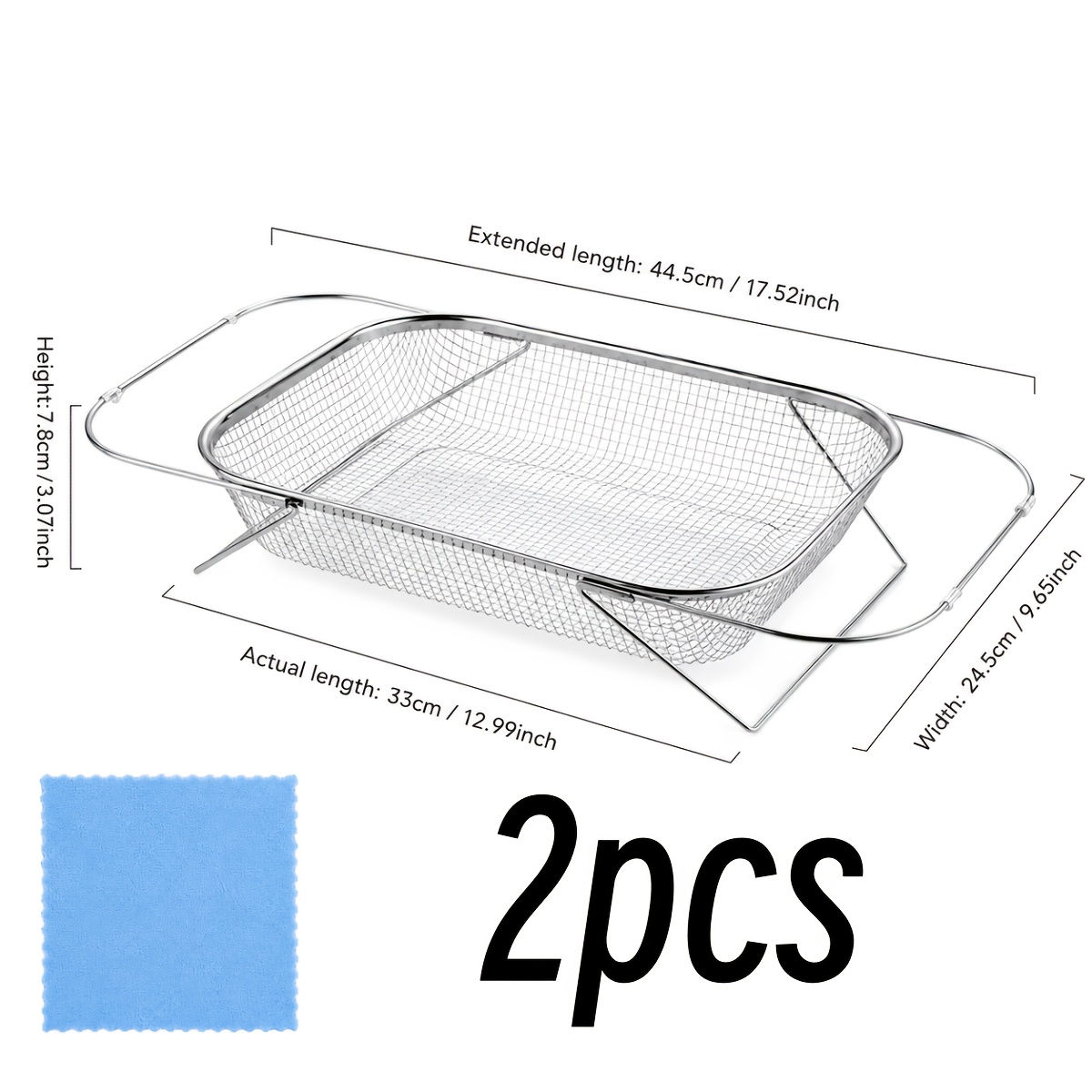TEMU 2pcs Cat Litter Cleaning Kit (filter Net And Cleaning Cloth) Handle Retractable Design, Fits All Sizes Of Litter Boxes, Premium Stainless Steel