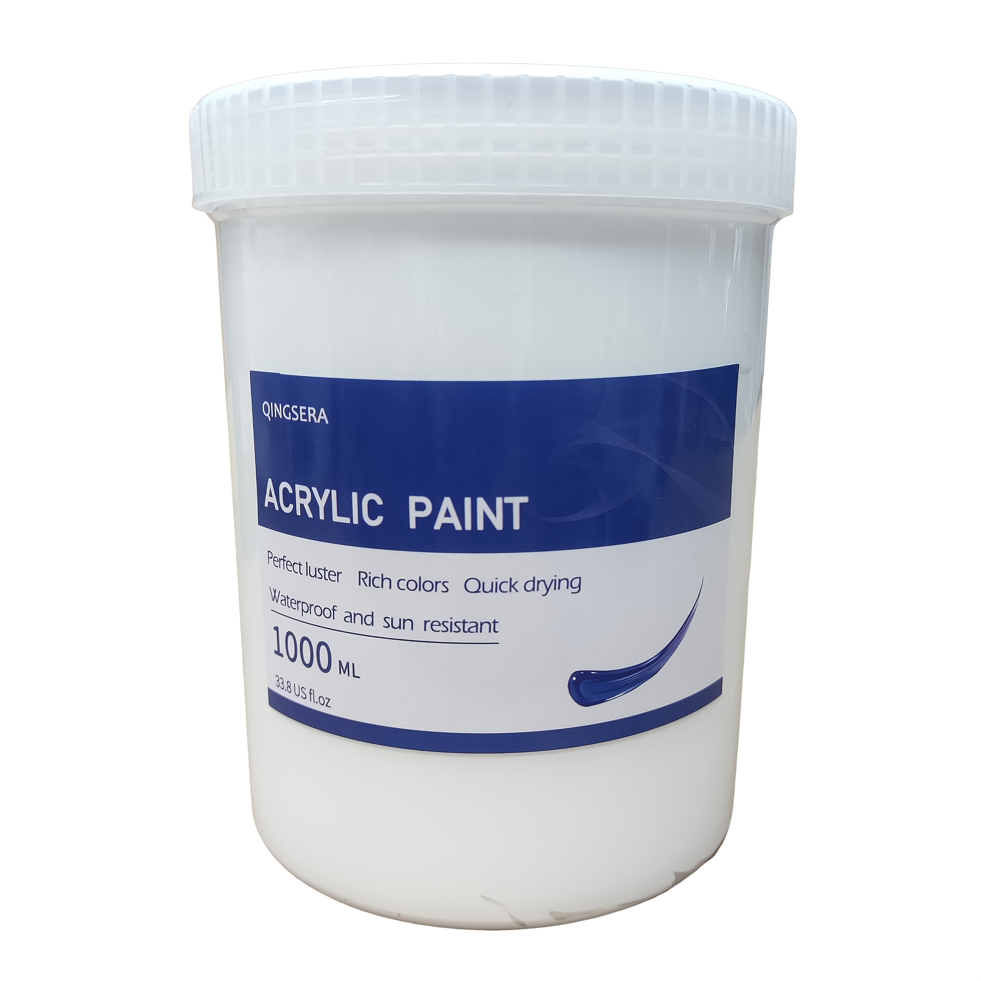1000 Ml Acrylic Paint White (33.8 Oz), Large Cans Non-toxic Professional Craft Paint High No Fading Rich Pigment For Adults Artists Canvas Crafts Wood Painting Supplies