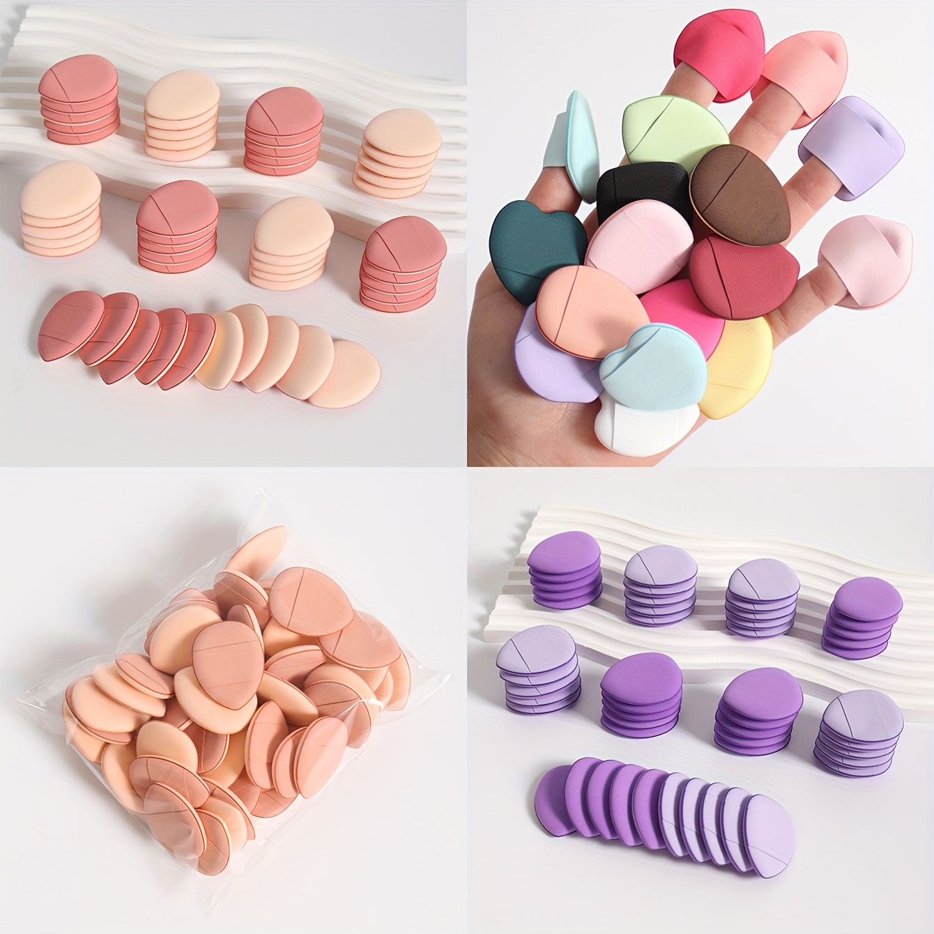 

50pcs Hydrophilic Makeup Sponge Set - -free, Dual-shape (heart & Oval) Powder In Assorted Colors For Flawless Liquid Foundation, Concealer Application - Suitable For Types