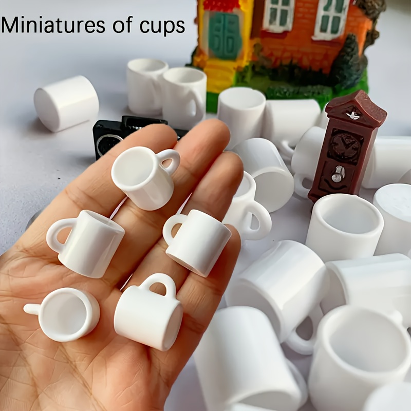 4 Weiße Miniatur-Kaffeetassen – 1:12 Maßstab – Puppenhaus-Dekoration – Für Küche, Café-Szenen