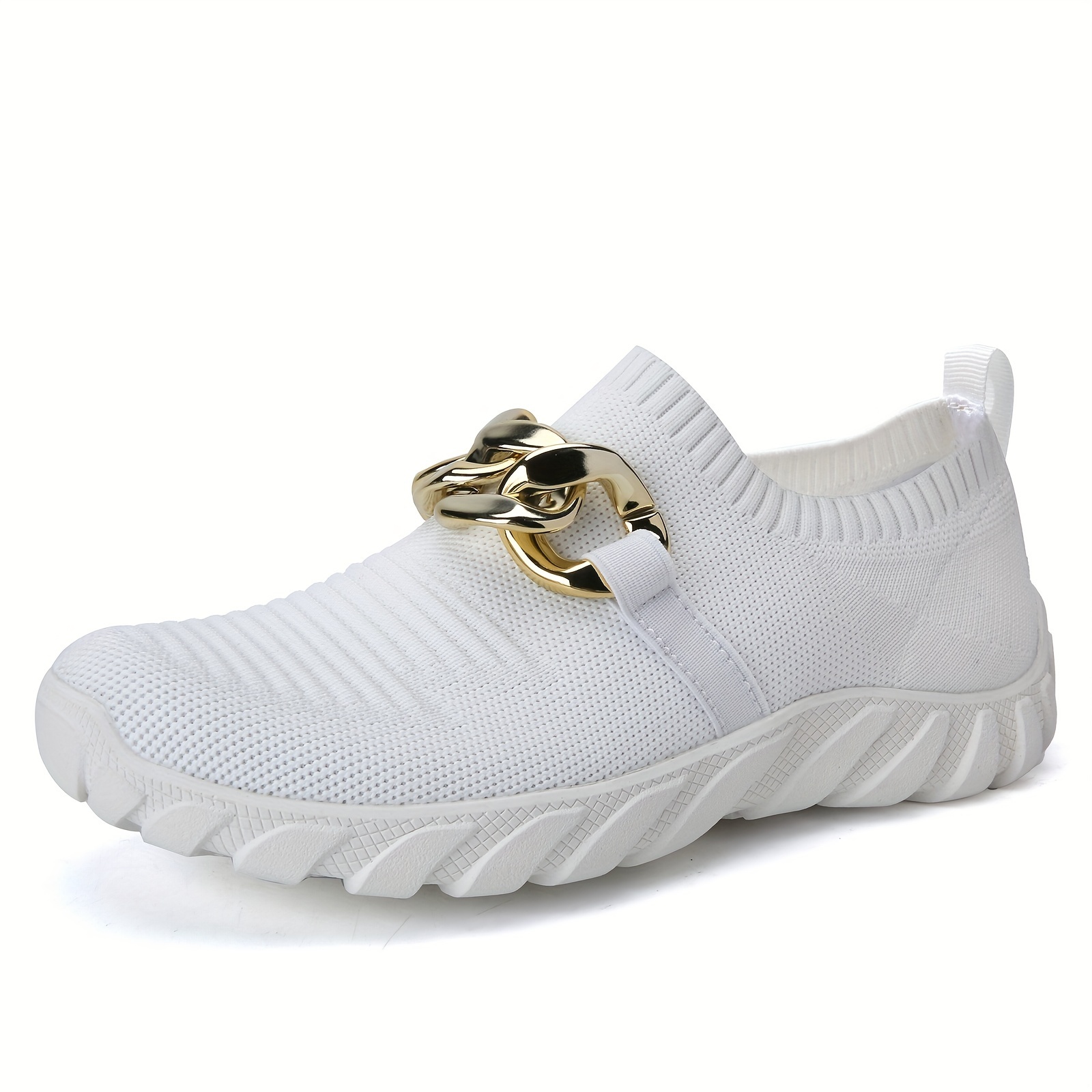 

Walking Shoes For Women Chain Decor Slip On Chunky Sneakers Casual Fashion Tennis Workout Sneakers