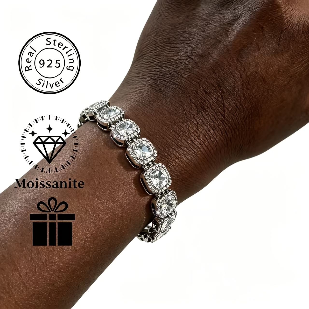TEMU S925 Silver , Inlaid With Moissanite, Exudes A Light , Suitable For Daily Commuting, Dating, And As A Gift
