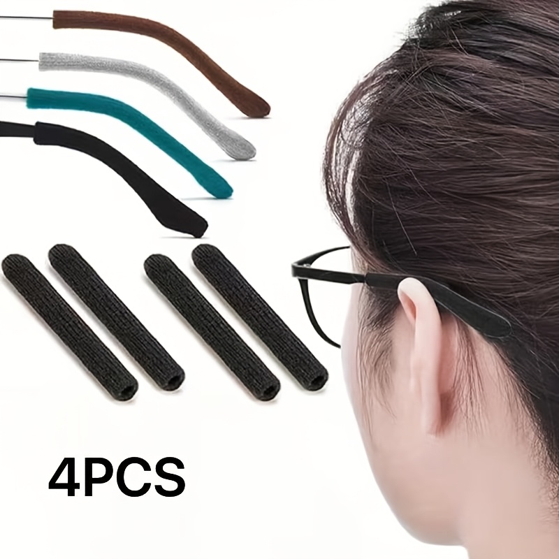 TEMU 4pcs Upgraded Soft Eyeglass Ear Pads, Anti-slip Knitted Eyeglass Clips, Comfortable Eyeglass Sleeves, Eyeglass Ear Pads And Anti-slip Back