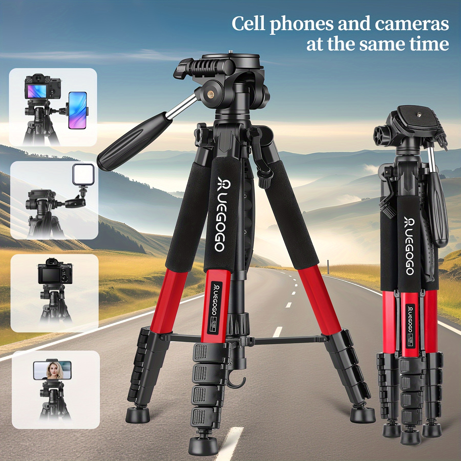 TEMU Uegogo 74- , Aluminum Duty Stand, 360° Panoramic , Slr For Phones, Projectors, Webcams, Compatible Positioning Mirrors - Red