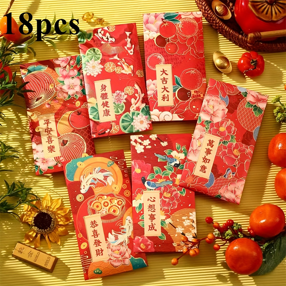 

18pcs Chinese Red Envelopes, Snake Design, New Year & Holiday Gifts, No Electricity Needed, Featherless, For Wedding, Birthday, Housewarming & More