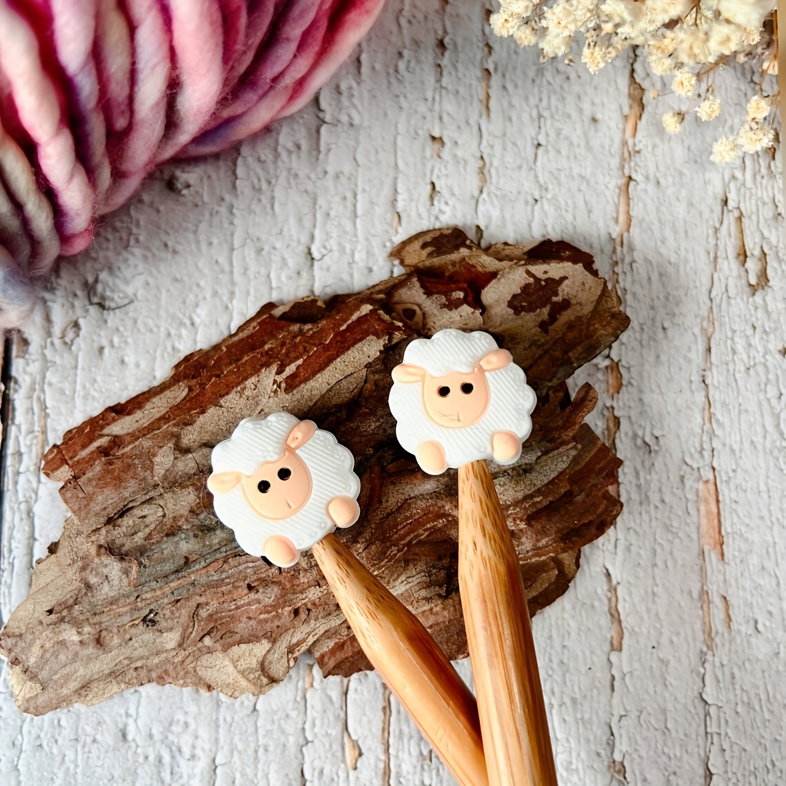 

2pcs Cute Animal Knitting Needle Stoppers, Suitable For Straight Needles, Preventing Slipping Needles, Weaving Accessories, Silicone Weaving Needle Tip Protectors