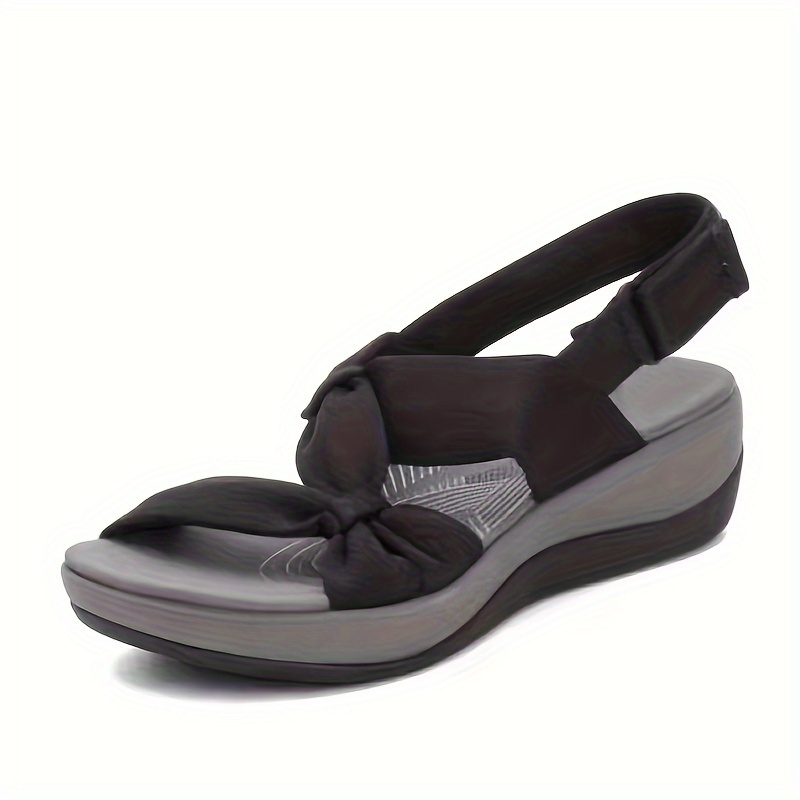 

Women's Summer Fashion Elegant Style Comfort Sandals, Casual Platform Wedge With Adjustable Ankle Strap With Bow Detail