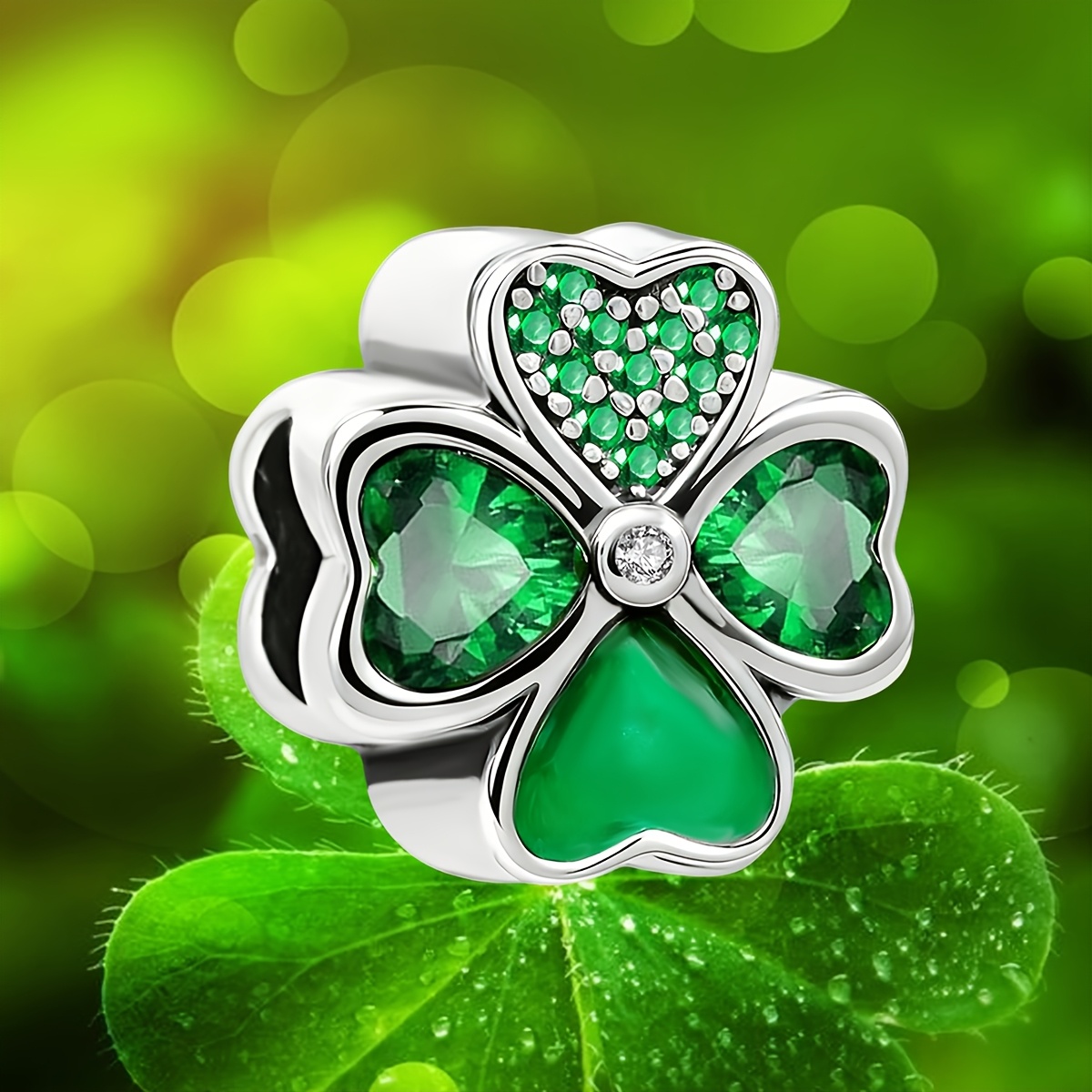 Good Luck Four-Leaf Clover Pendant Bead for DIY Jewelry Making