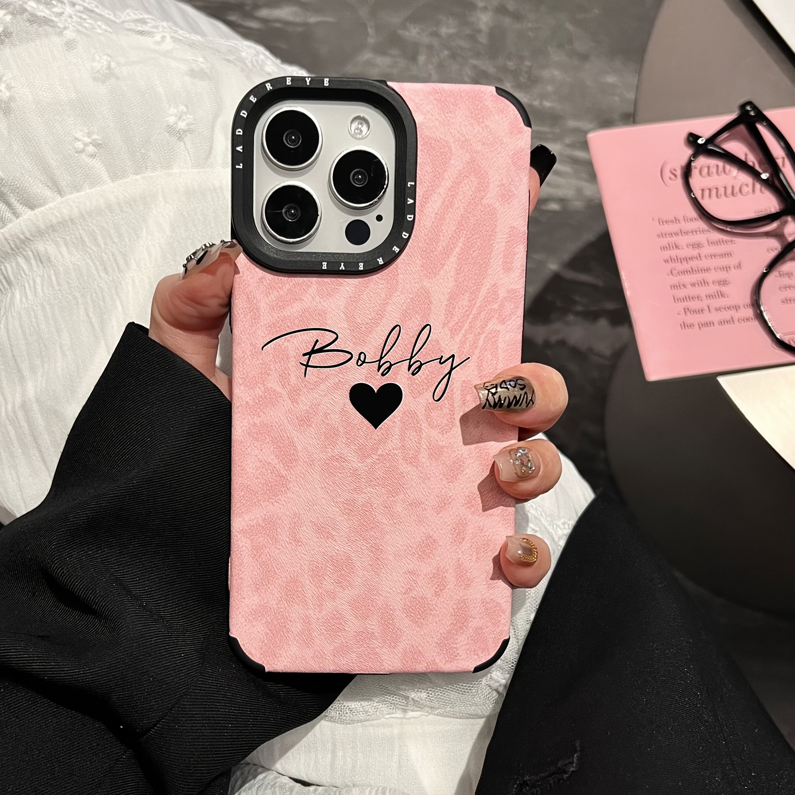 TEMU Phone Case: Personalized Customized Initials Name Phone Case Compatible With Iphone 18 17 16 15 14 13 12 11 Pro Luxury Pink Leopard Print