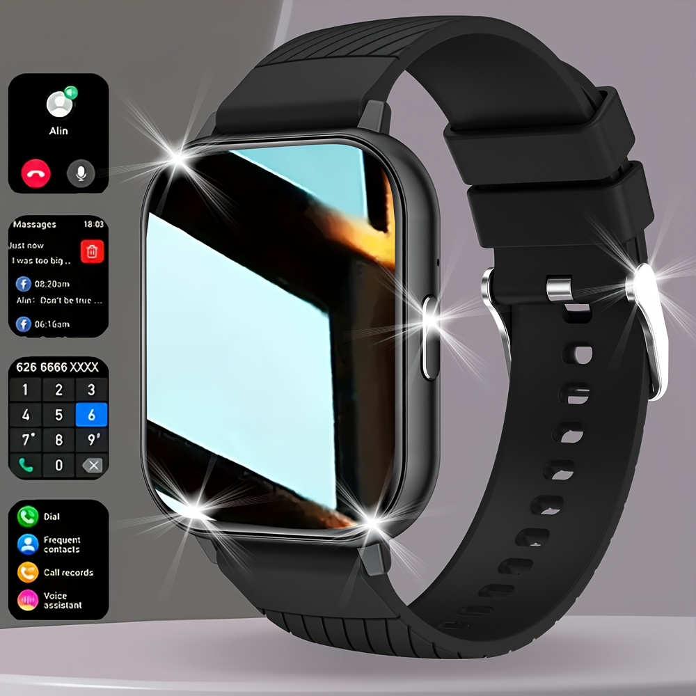 High-Definition Full Touch Smartwatch, Unisex - Wireless Calling/SMS/Multiple Sports Modes/Remote Camera Control/Fitness Tracker, Compatible with Android & iPhone, USB Charging, Alloy Case/Silicone Strap, Modern Style, Clear Screen Display, Perfect Gift for Men/Women/Lovers/Parents