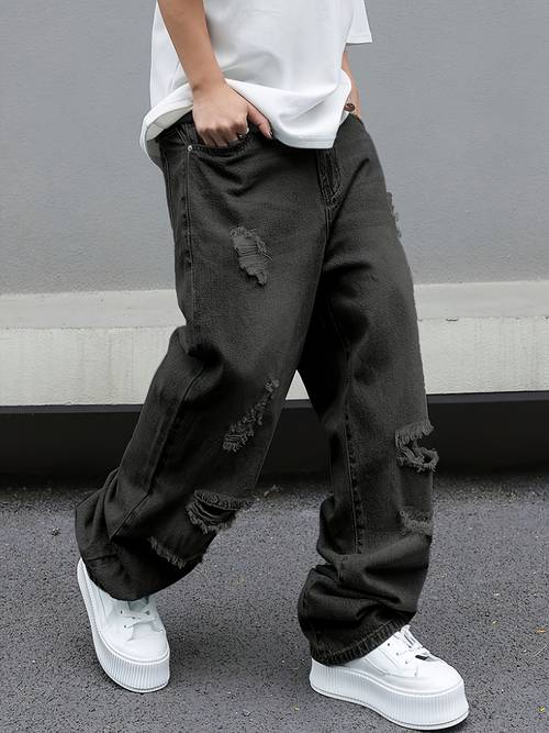 mens casual distressed denim pants