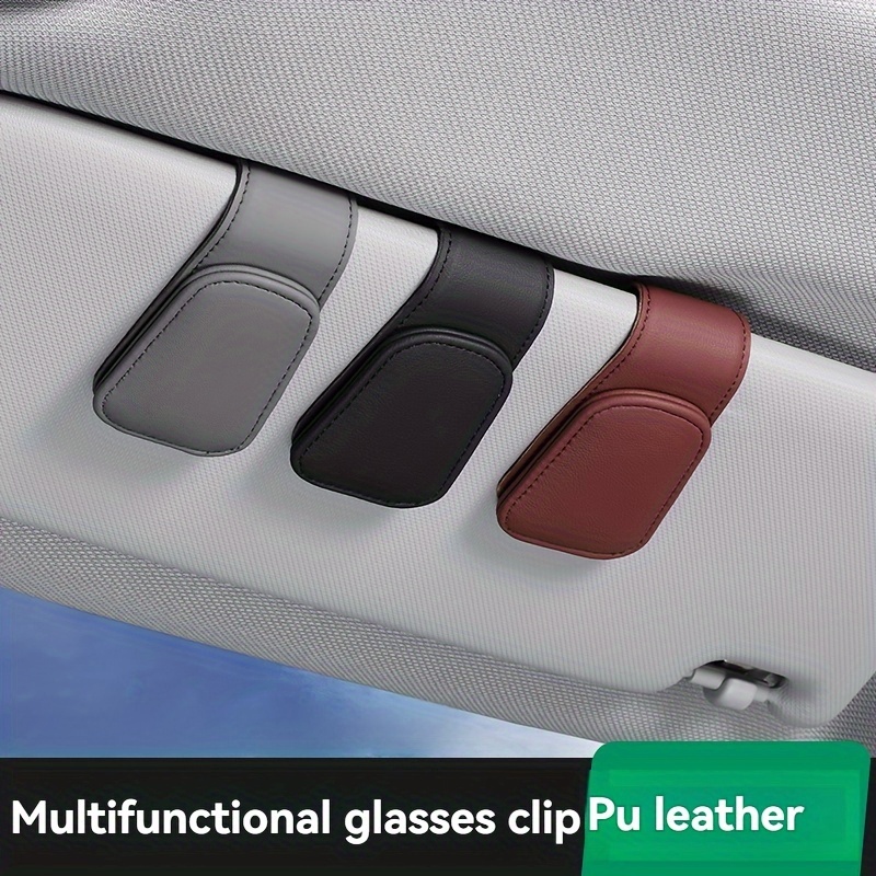 

Premium Pu Leather Car Fashion Glasses Holder - Sun Visor Clip For Vehicle Interior Accessories