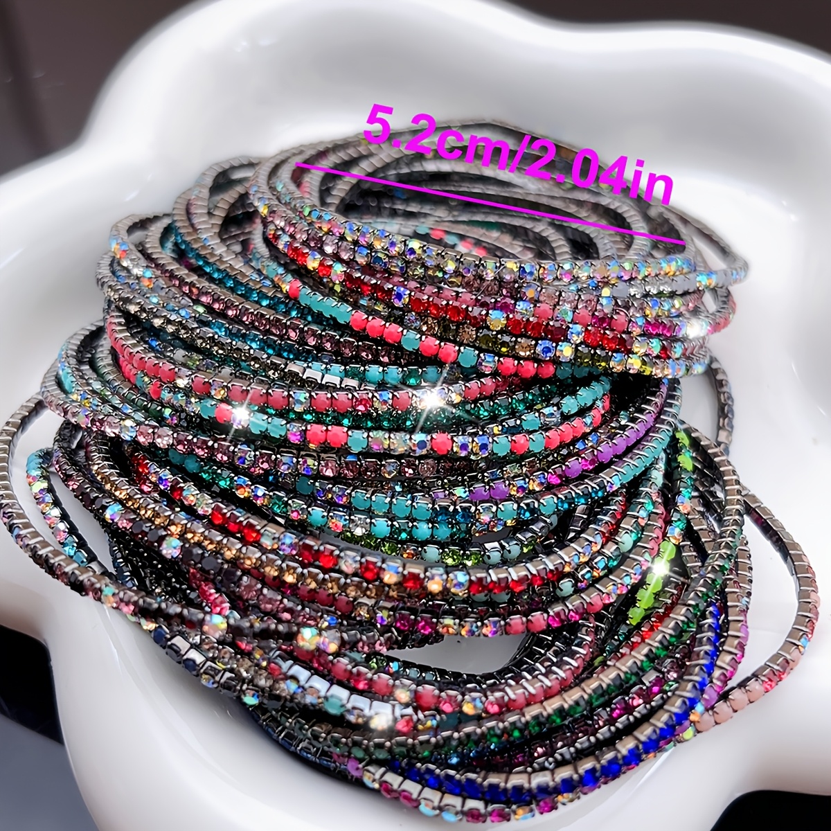 Ultra-Thin Multicolor Stackable Rhinestone Tennis Bracelet