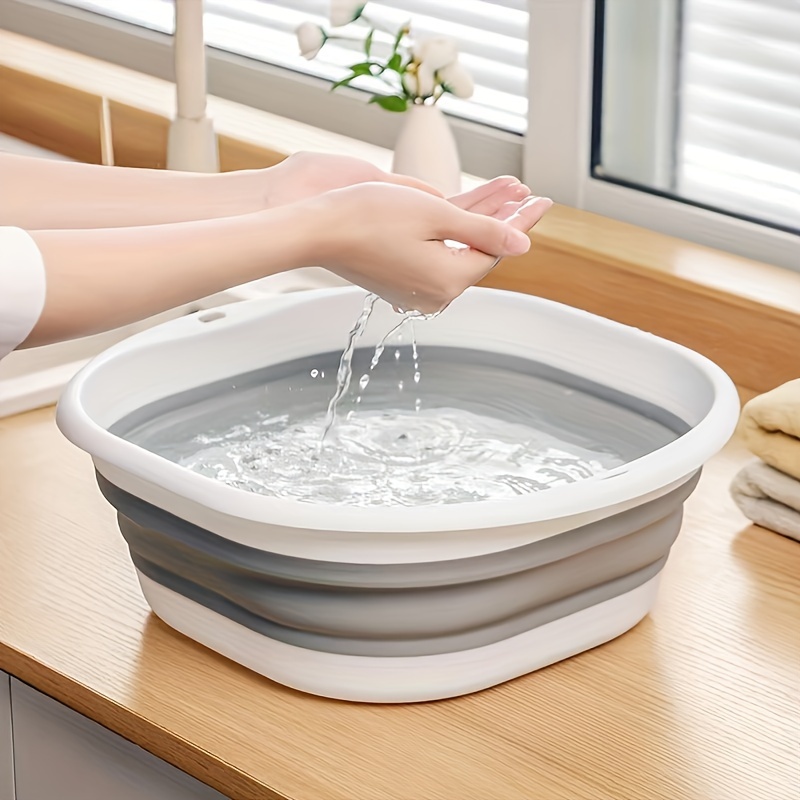 

Versatile Silicone Foldable Basin - Portable For Makeup, Foot Soak & Vegetable Washing - Ideal For Bathroom, Dorms & Kitchen Use