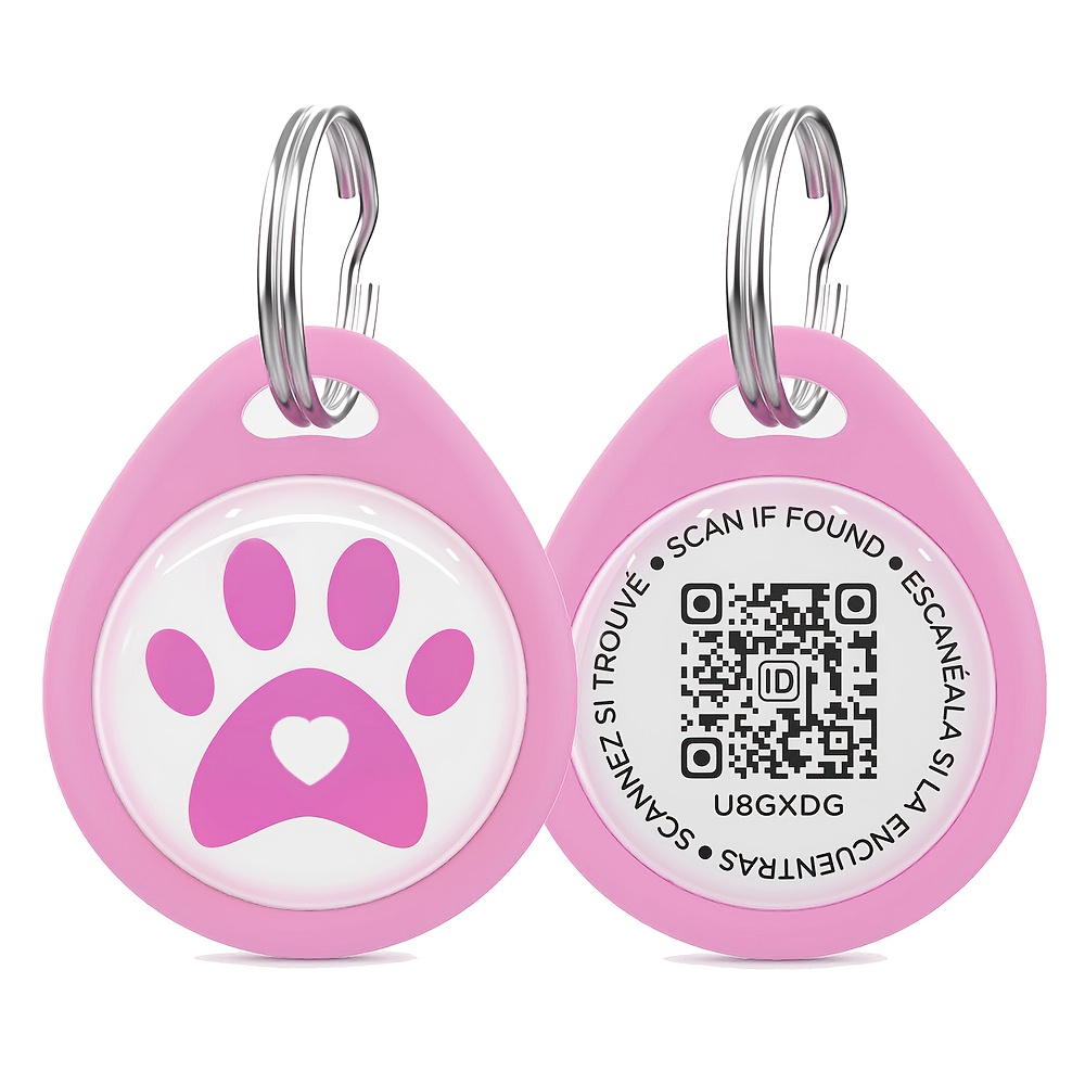 TEMU Plaque d'Identification Intelligente Légère pour Animaux de Compagnie avec Code QR - Plaque de Nom en Résine ABS pour Chien & Chat, Design de