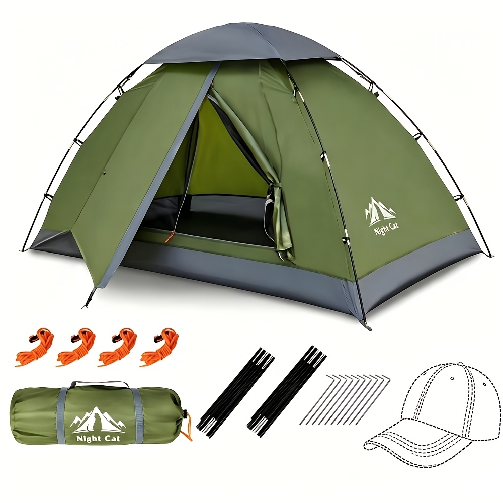 Image of Night Cat Upgraded Backpacking Tent 1 Person With Setup Heavy Compact And Lightweight For Adults Hiking Camping (includes A Hat In A Random Color)