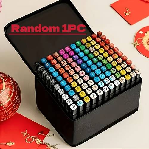 gambar barang pemilihan rawak 1pc pen marker dwi-hujung dengan rawak, sesuai untuk , lakaran, , kaligrafi, perancangan, dan bentuk untuk pek dinaik taraf dan kanan, bentuk dwi-hujung dengan hujung dan , penggunaan pelbagai fungsi