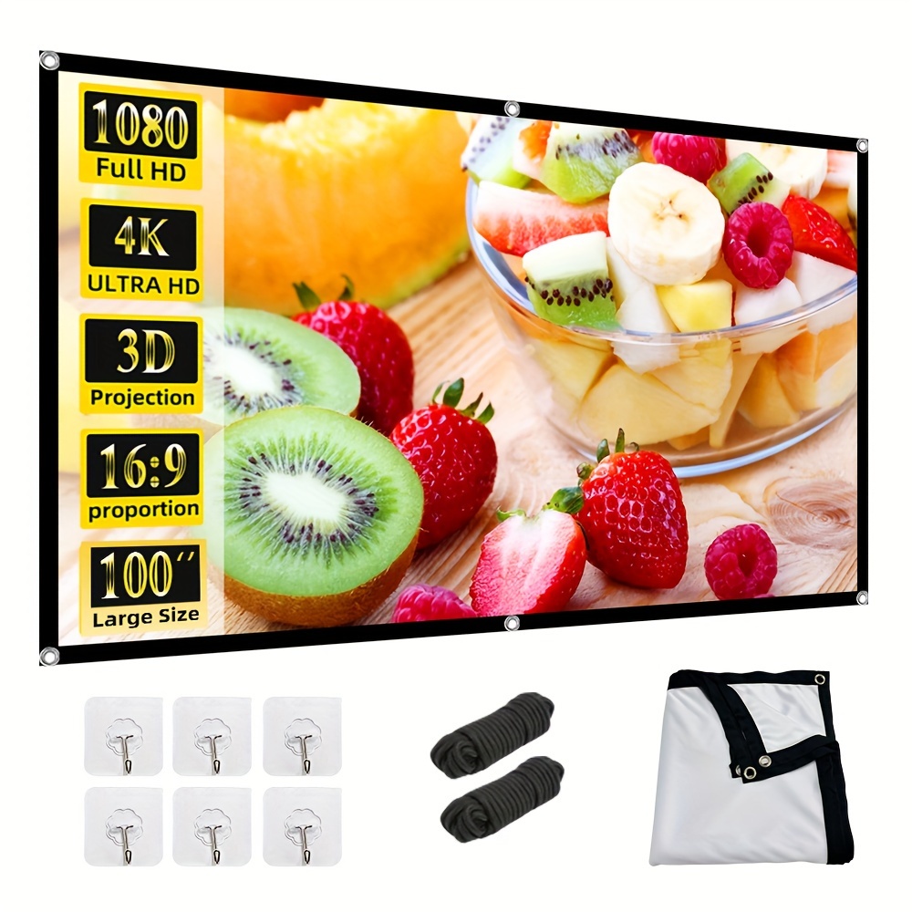 

Weijieming Portable 16:9 Hd Projection Screen - Foldable, Wrinkle-free Cloth For Indoor/outdoor Use, Dual-sided Viewing, Ideal For Home Theater, Parties, Office & Classroom, , Support