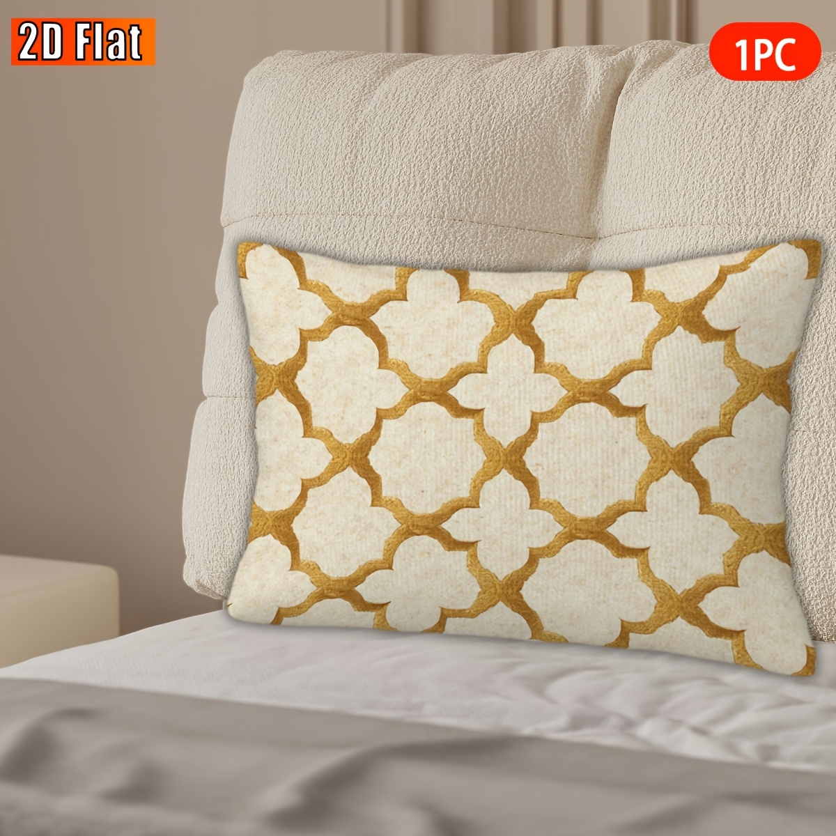TEMU de Cojín 2D, 1 Pieza, Estampado Dorado, Felpa Corta, y Amigable con la Piel, Accesorio para el Hogar, Impresión Cara, Relleno No Incluido,