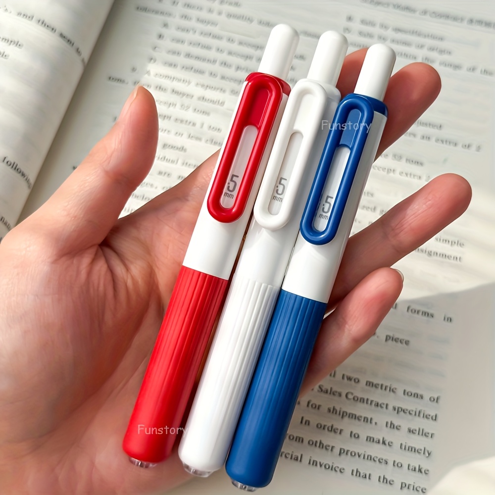 TEMU 3 Black Blue Red Minimalist Pocket Pens 0.5mm Quick- Pens Lightweight And Portable