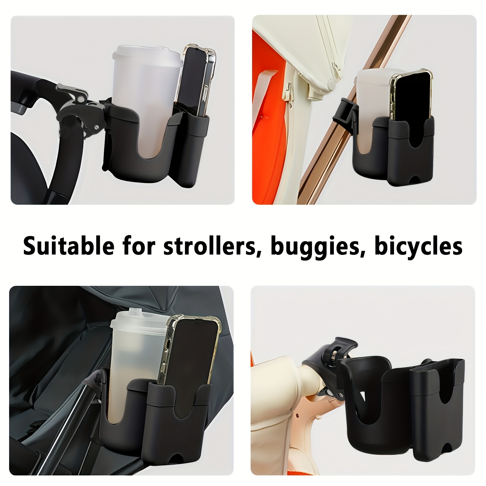 1pc Stroller Cup Holder, Bottle Holder, Can Hold Mobile Phones, Bottles, Water Cups, Etc. It Is Suitable for Strollers, Strollers, Bicycles, and Adjustable Angles and Can Be Installed on The Front, Side, and Back of The Stroller