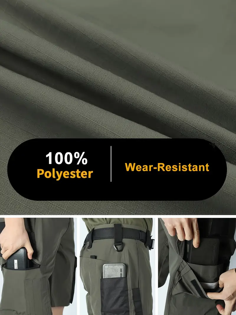 pantalones tácticos de carga para hombre con múltiples bolsillos - ropa de para exteriores para pesca, senderismo, escalada y entrenamiento - , /otoño, regular, tela 2