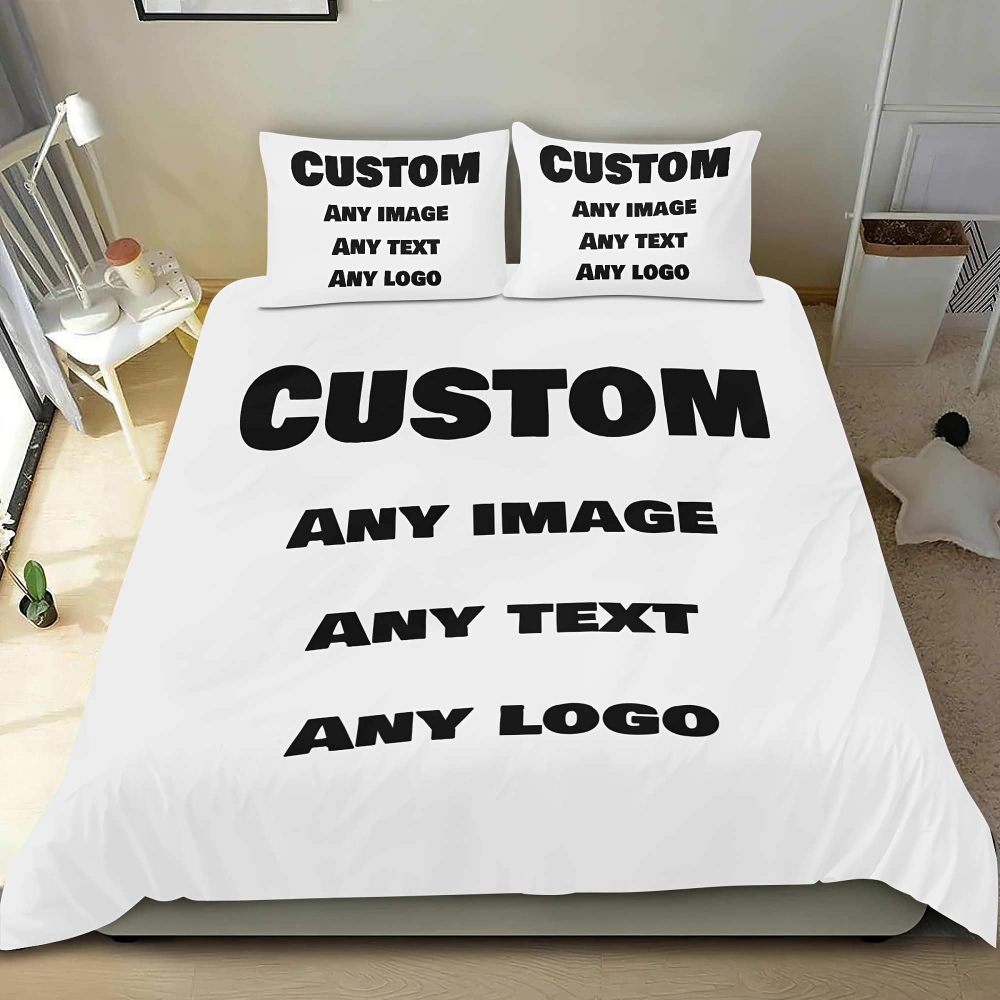 TEMU [customizable] 3pcs Custom Photo Printed Bedding, Breathable And Soft, Use, Made Of Durable Tear-resistant Polyester Fiber, High-quality Fabric,