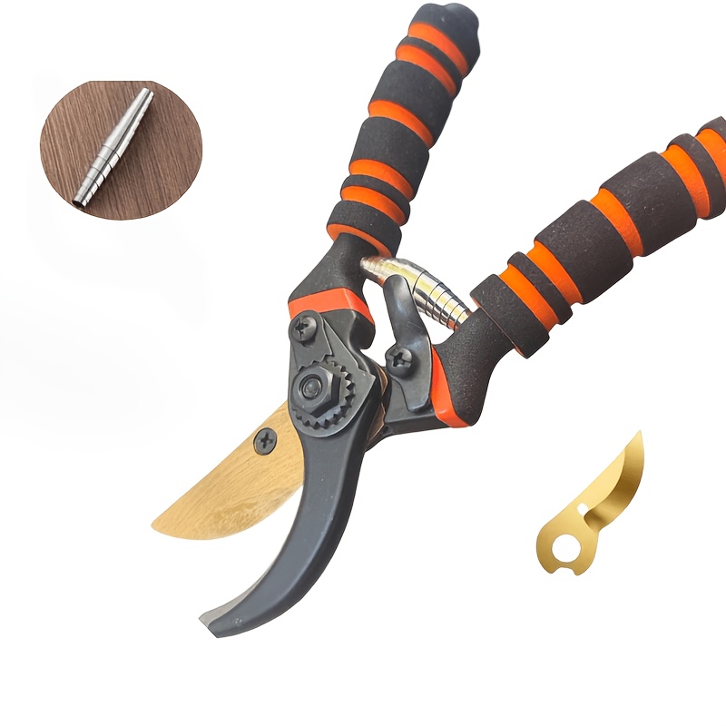 TEMU 3pcs Set, Including Professional Titanium Alloy Garden Pruning Shears 8.5 Inches And 304 Spring And Titanium-plated - Ultra-sharp