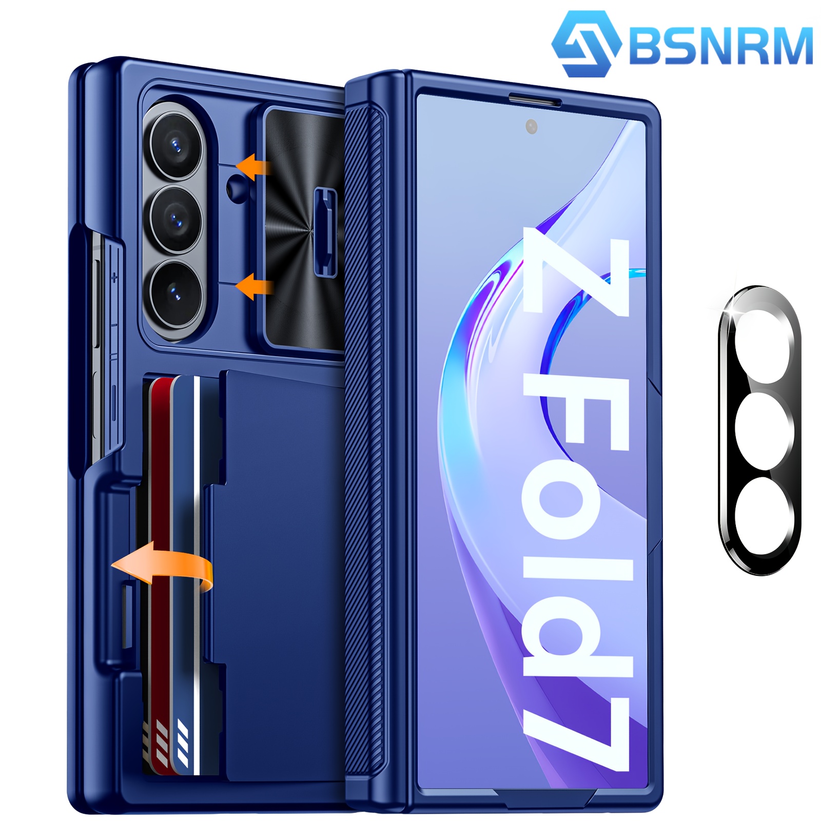 phone case compatible with samsung z fold 7 phone case with two lens protectors multi function clip built in sliding lens cover and hinge protector and screen protector shockproof wallet case compatible with galaxy z fold 7
