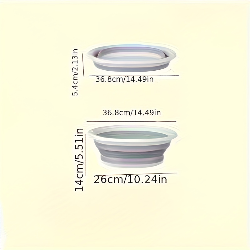 Large Gray Foldable Basin - Thickened Durability Portatile Laundry Draining Tub, Space- Collapsible Design For Home, Bathroom & Bedrooms