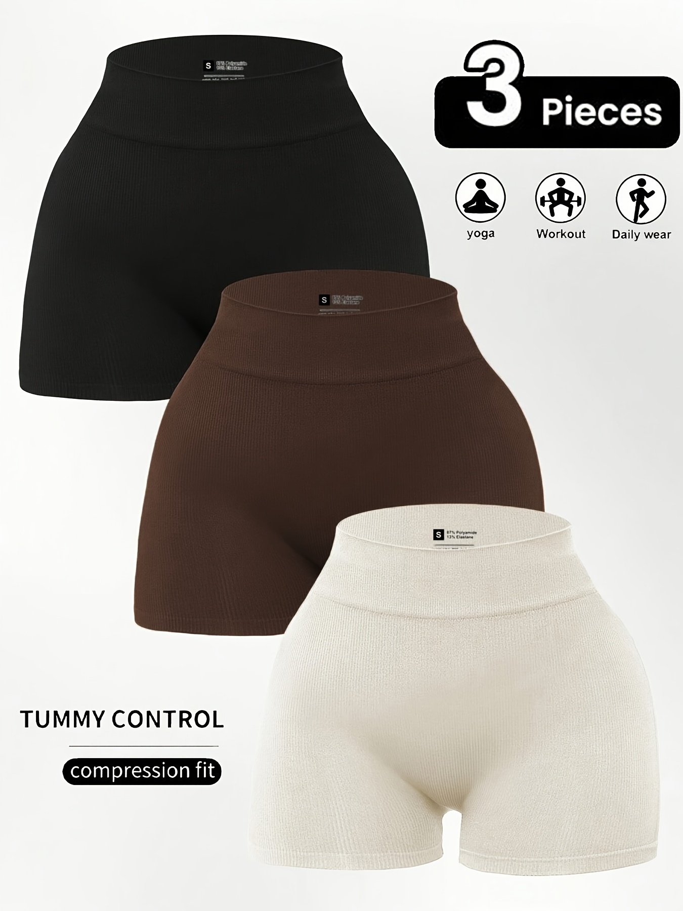 3pcs ribbed sports shorts yoga basic womens seamless fashionable casual outdoor activewear sports shortswomen sweat short gym short biker short