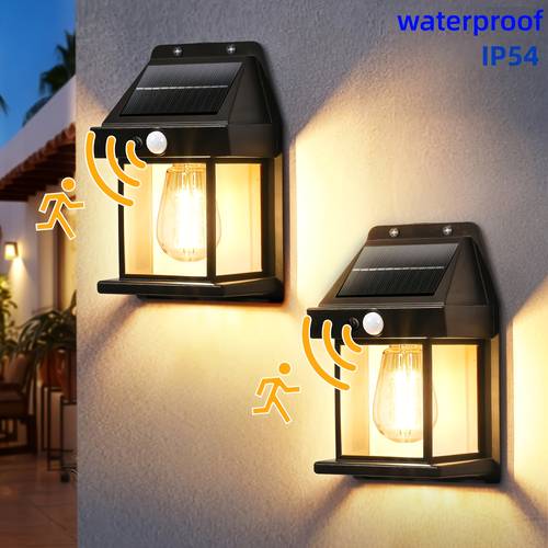 2 outdoor solar wall lights outdoor solar exterior wall lights courtyard decoration lights dusk to dawn motion sensor lights waterproof 2 sets of motion sensor solar porch lights with 3 suitable for garages and sheds