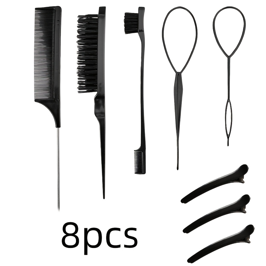TEMU Set de 8 peines para el cabello, set de peines para peinar, peine de punta, peine de de , cepillo para bordes. Adecuado para dar forma y recoger
