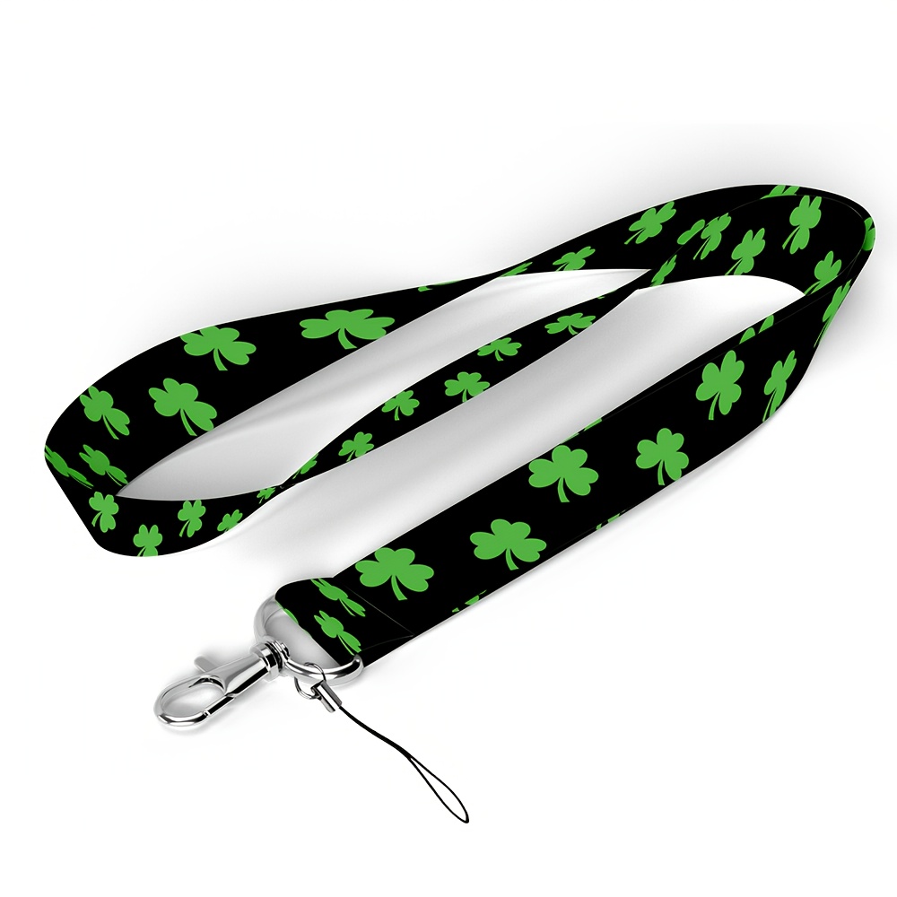 

1pc 's Day Clover Lanyard - Dual-function, Polyester Neck Strap With Shamrock Pattern For Keys, Wallets, Office Badges & Phone - & Stylish Accessory